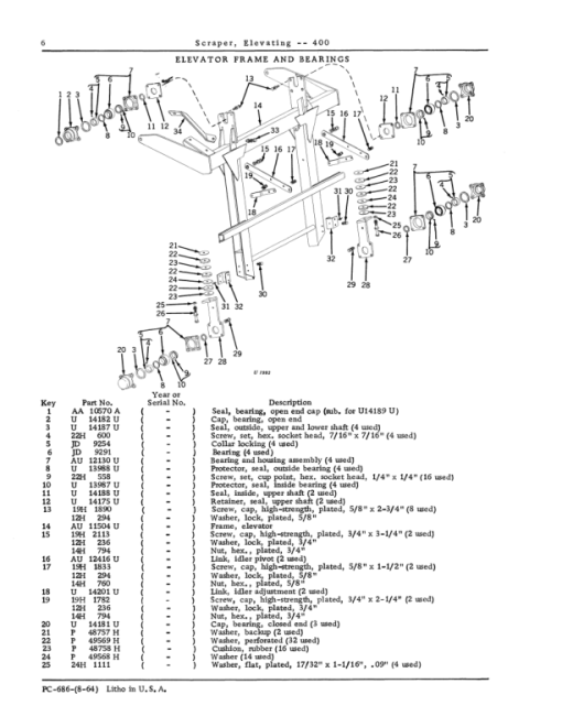 John Deere 400 Scrapers Parts Catalog Manual - PC686 - Image 2