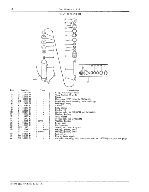 John Deere 612, 1010 Attachments (BULLDOZER BLADE) Parts Catalog Manual - PC695 - Image 4