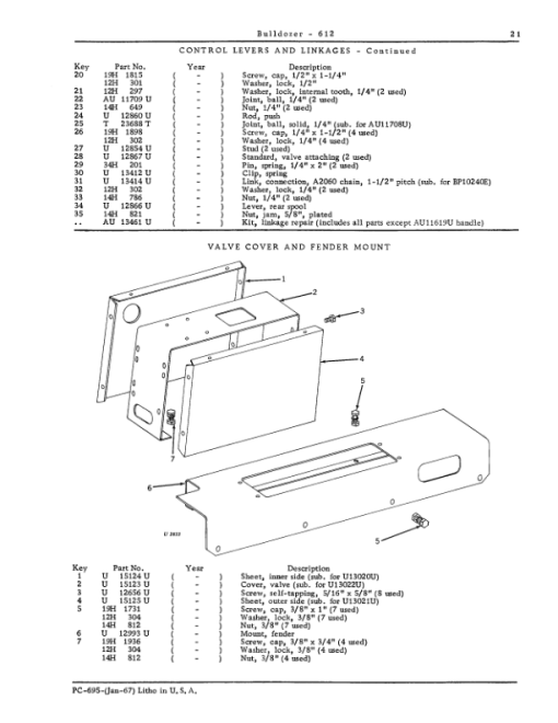 John Deere 612, 1010 Attachments (BULLDOZER BLADE) Parts Catalog Manual - PC695 - Image 2