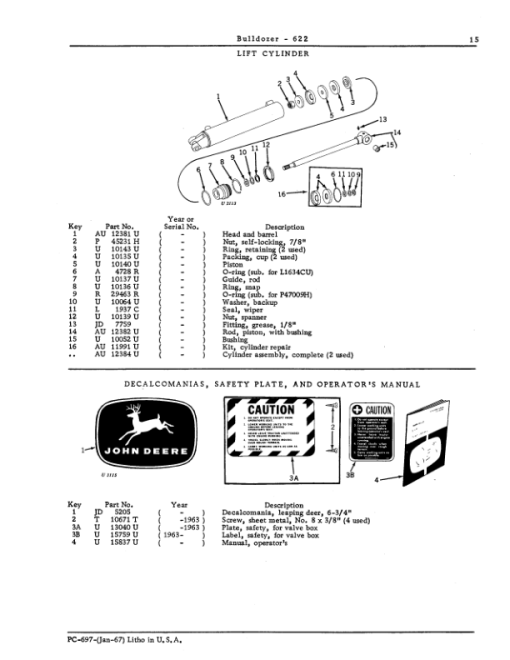 John Deere 622 Attachments (BULLDOZER BLADE) Parts Catalog Manual - PC697 - Image 3