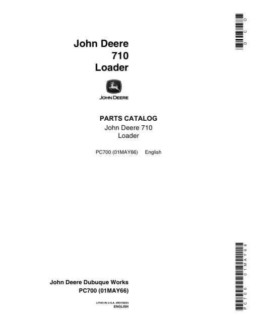 John Deere 710 Attachments (710 and 1010 Wheel Tractor Manufactured 1960 – 1965) Parts Catalog Manual