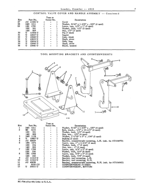 John Deere 1010 Crawlers (Loader Attachement Only) Parts Catalog Manual - PC704 - Image 2