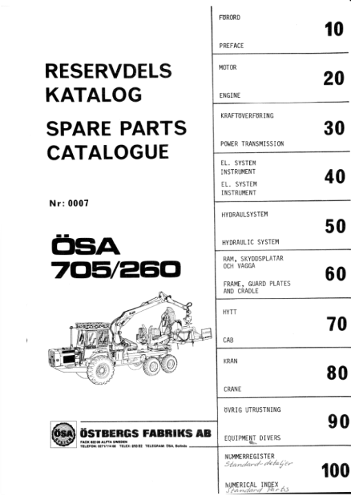 John Deere 705 OSA Wheeled Harvesters Parts Catalog Manual - PC705260