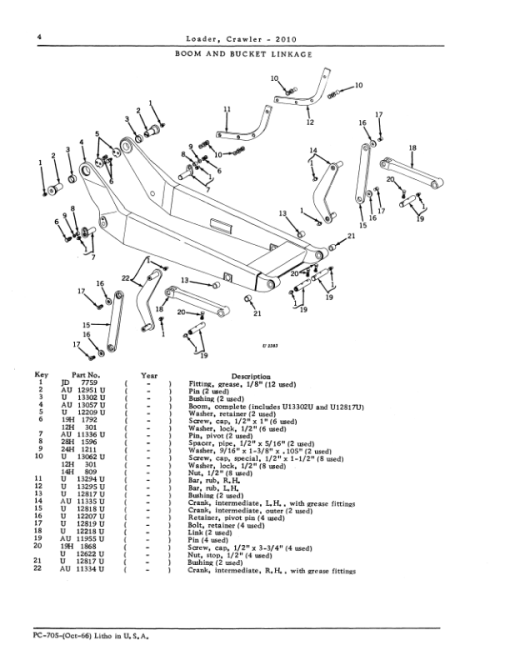 John Deere 2010, 805, 806, 807 Bucket Attachments Parts Catalog Manual - PC705 - Image 4