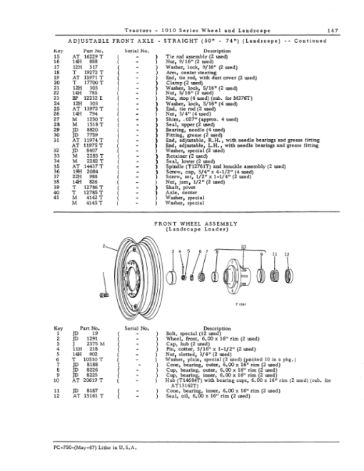 John Deere 1010 Tractors Parts Catalog Manual - PC750 - Image 3