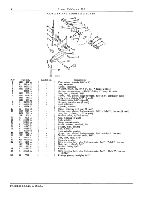 John Deere 235 Attachments (Plow, Cable 235) Parts Catalog Manual - PC804 - Image 2