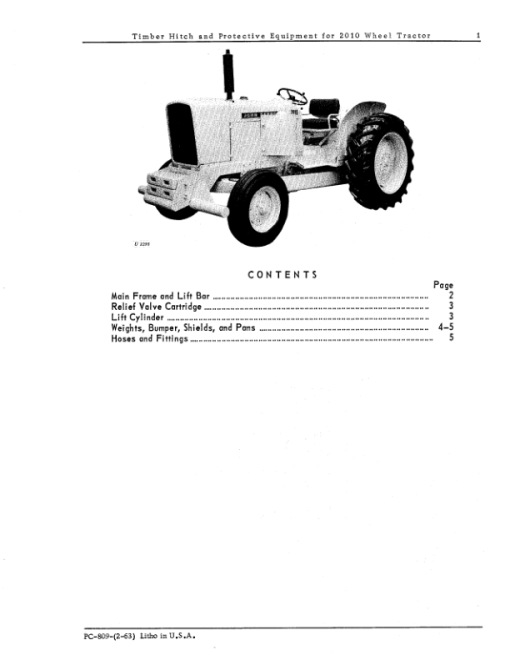 John Deere Timber Hitcch Attachments (Timber Hitch and Protective Equipment for 2010 Tractor) Parts Catalog Manual - PC809L - Image 2