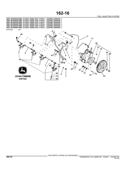 John Deere 4.5L, 4045DF150 Engines Parts Catalog Manual - PC8412 - Image 3