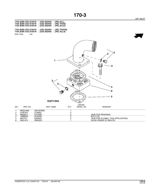 John Deere 4.5L, 4045HF120 Engines Parts Catalog Manual - PC8416 - Image 4