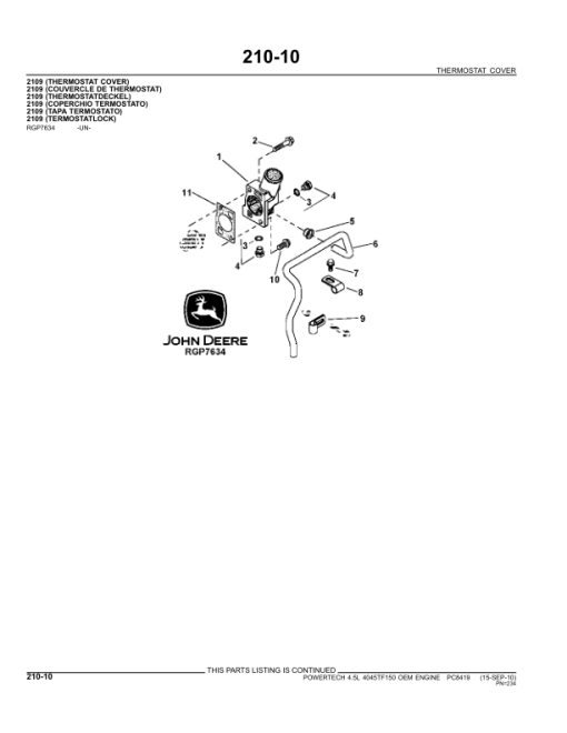 John Deere 4045TF150 Engines Parts Catalog Manual - PC8419 - Image 4