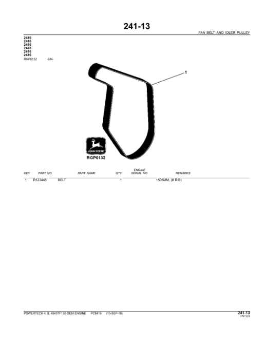 John Deere 4045TF150 Engines Parts Catalog Manual - PC8419 - Image 3