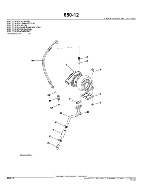 John Deere 6068TF150, 6.8L Engines Parts Catalog Manual - PC8430 - Image 2