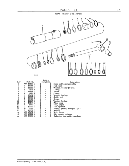 John Deere 30 Forklift Attachements Parts Catalog Manual - PC852 - Image 2