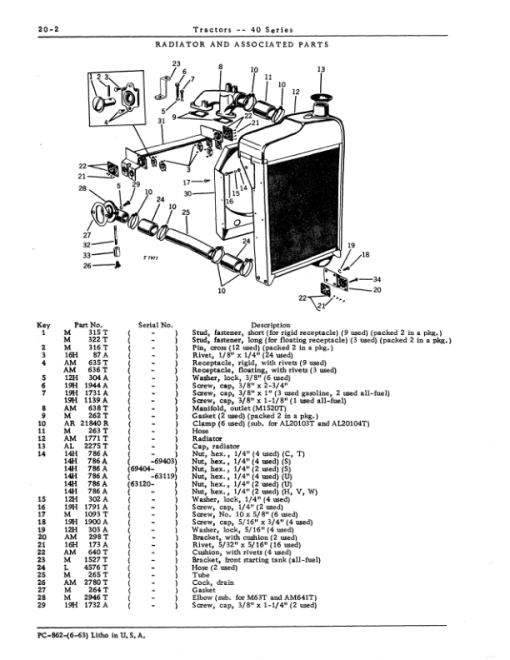 John Deere 40 Tractors Parts Catalog Manual - PC862 - Image 4