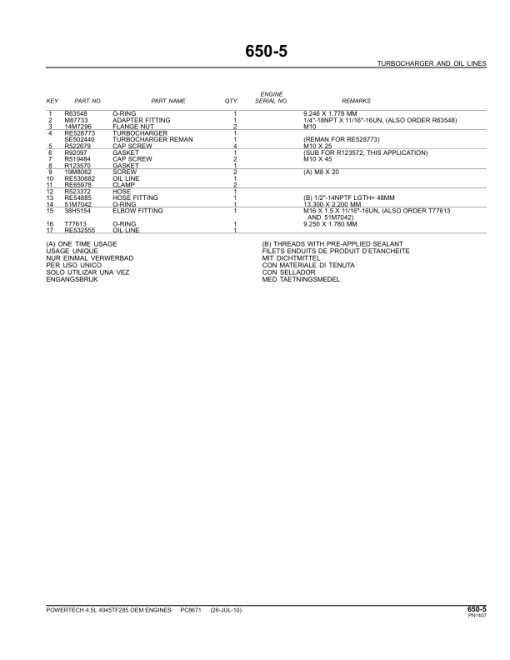 John Deere 4.5L, 4045TF285 Engines Tier 3 Parts Catalog Manual - PC8671 - Image 4