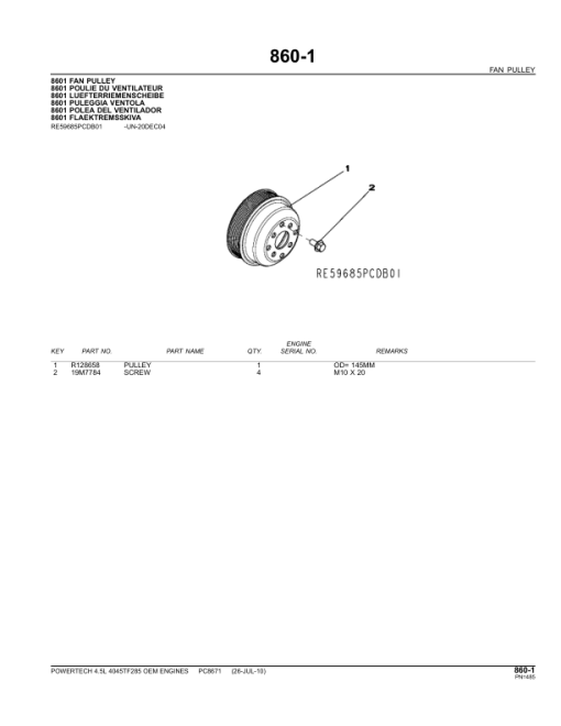 John Deere 4.5L, 4045TF285 Engines Tier 3 Parts Catalog Manual - PC8671 - Image 2