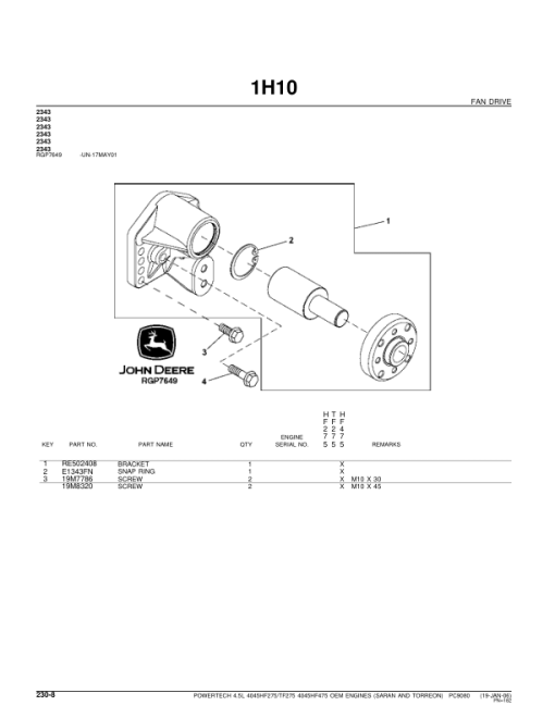 John Deere 4.5L, 4045, 4045HF275, 4045TF275, 4045HF475 Engines Parts Catalog Manual - PC9080 - Image 2