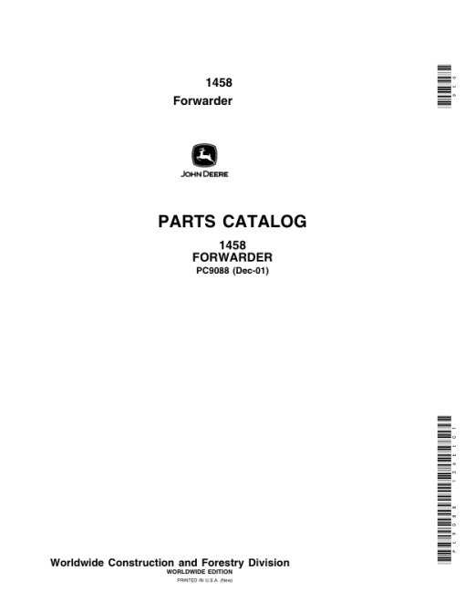 John Deere 1458 Forwarders Parts Catalog Manual - PC9088