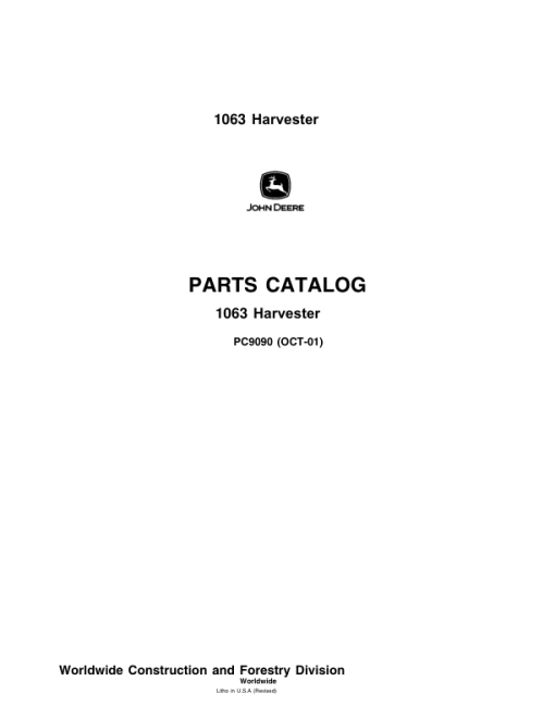 John Deere 1063 Harvester Parts Catalog Manual - PC9090