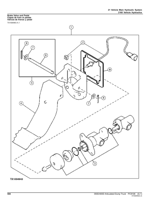 John Deere 350D, 400D Articulated Dump Trucks (DAVENPORT -608489 & NON DAVENPORT -201811) Parts Catalog Manual - PC9106 - Image 3