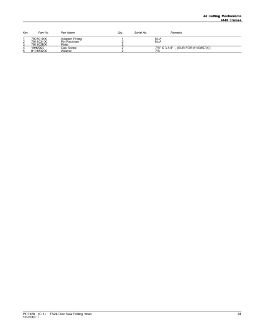 John Deere FS24 Stt Disc Saw Felling Heads Parts Catalog Manual - PC9128 - Image 3