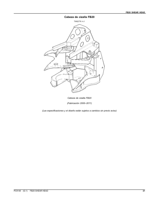 John Deere FB20 Felling Heads Parts Catalog Manual - PC9145 - Image 4