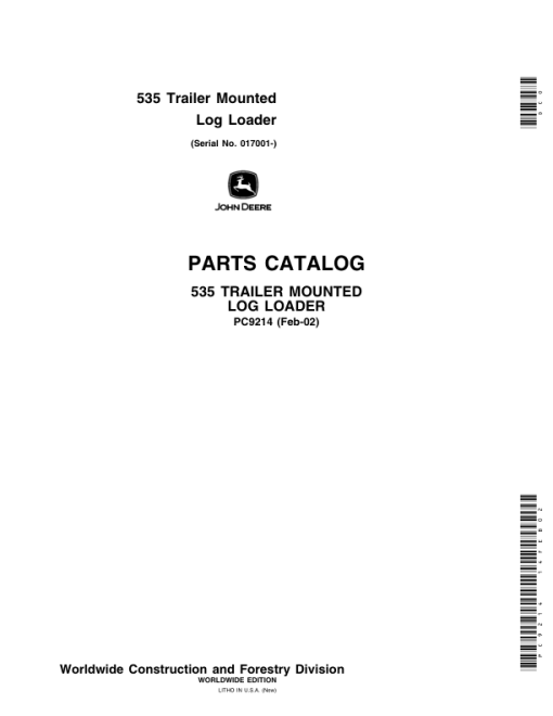 John Deere 535 Knuckleboom Loader (SN 017001-) Parts Catalog Manual - PC9214