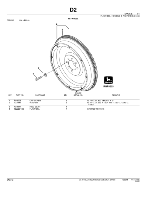 John Deere 535 Knuckleboom Loader (SN 017001-) Parts Catalog Manual - PC9214 - Image 2