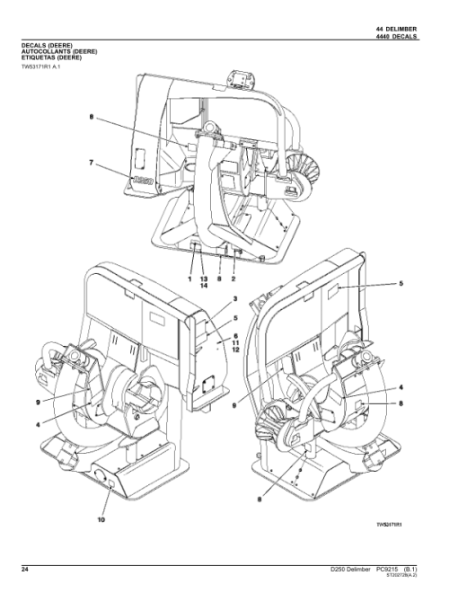 John Deere D250 Delimbers Parts Catalog Manual - PC9215 - Image 3