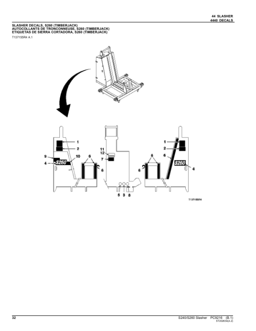 John Deere S240, S260 Slasher Attachments Parts Catalog Manual - PC9216 - Image 4