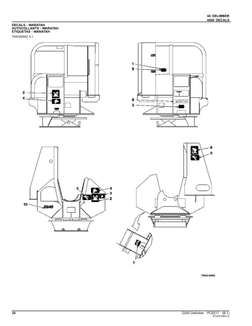 John Deere D245 Delimbers Parts Catalog Manual - PC9217 - Image 3