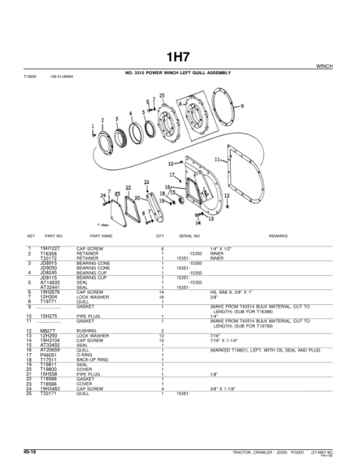 John Deere 350 Crawlers Parts Catalog Manual - PC921 - Image 3