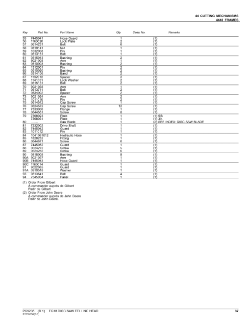 John Deere FG18 Felling Heads Parts Catalog Manual - PC9235 - Image 3