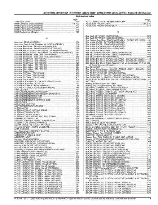 John Deere 850, 900, 950, 853G, 903G, 953G Tracked Feller Bunchers Parts Catalog Manual - PC9250 - Image 2