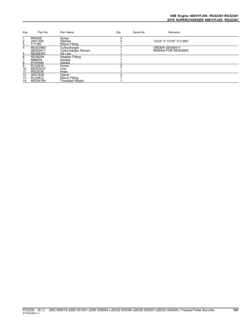 John Deere 850, 900, 950, 853G, 903G, 953G Tracked Feller Bunchers Parts Catalog Manual - PC9250 - Image 4