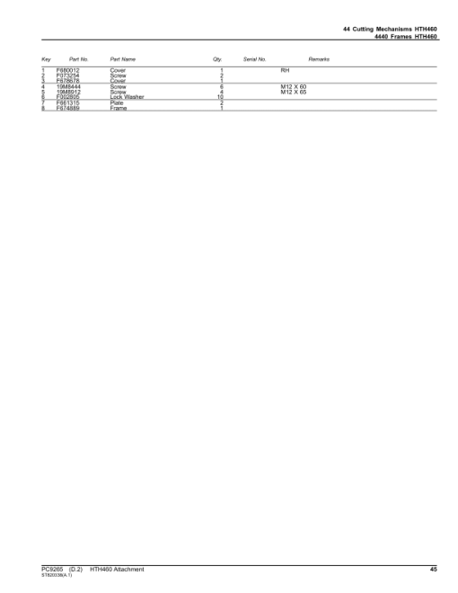 John Deere HTH460 Felling Heads Parts Catalog Manual - PC9265 - Image 4