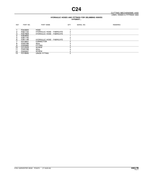 John Deere H762 Harvesting Heads Parts Catalog Manual - PC9270 - Image 4