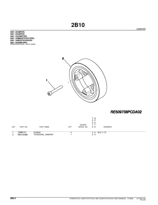 John Deere 3.0L, 5030HF220, 5030HF270, 5030TF220, 5030TF270 Engines Parts Catalog Manual - PC9282 - Image 4