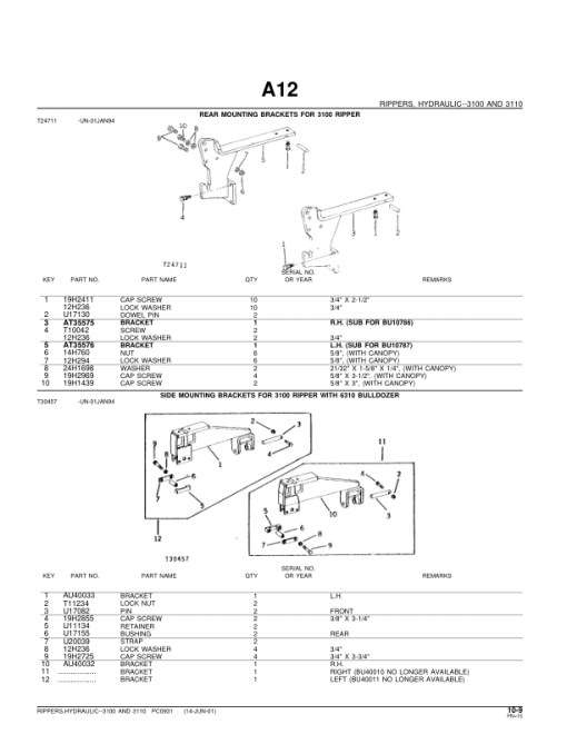 John Deere 3100, 3110 Attachments (John Deere Hydraulic Ripper YR 1965 –) Parts Catalog Manual - PC931 - Image 2