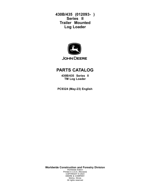 John Deere 430B, 435 Knuckleboom Loader (SN 012093–) Parts Catalog Manual - PC9324