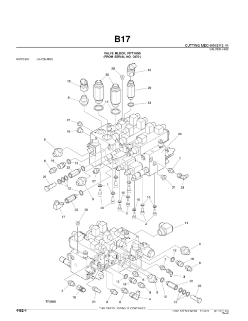 John Deere H732 Harvesting Heads Parts Catalog Manual - PC9327 - Image 2