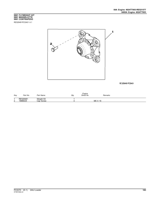 John Deere 244J Loaders Parts Catalog Manual - PC9370 - Image 4