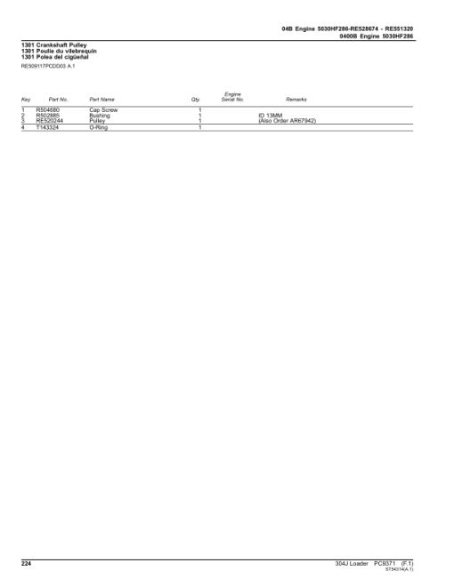 John Deere 304J Loaders Parts Catalog Manual - PC9371 - Image 2