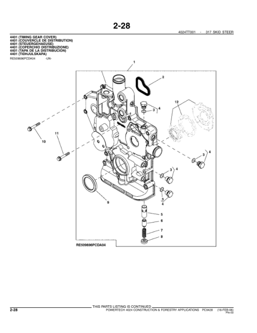 John Deere 2.4L, 4024TTXXX Engines Parts Catalog Manual - PC9428 - Image 4