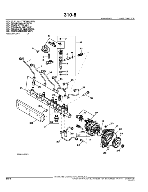 John Deere 6.8L, 6068 Engines Tier 3 Parts Catalog Manual - PC9434 - Image 3