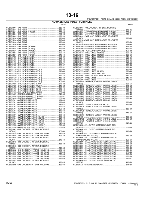 John Deere 6.8L, 6068 Engines Tier 3 Parts Catalog Manual - PC9434 - Image 4