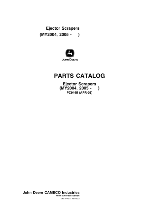 John Deere 1810E, 1814E, 1512E, 2112E Scrapers (SN 060201–) Parts Catalog Manual - PC9445