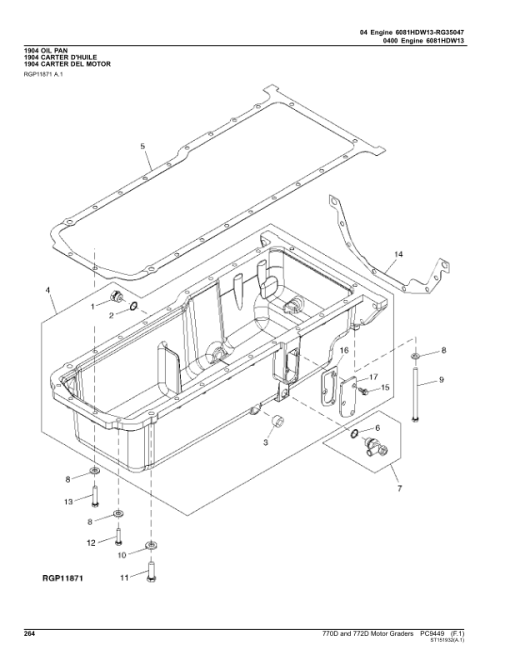 John Deere 770D, 772D Motor Graders Parts Catalog Manual - PC9449 - Image 2