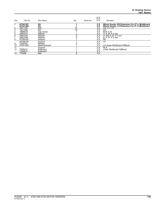 John Deere 870D, 872D Motor Graders Parts Catalog Manual - PC9450 - Image 3