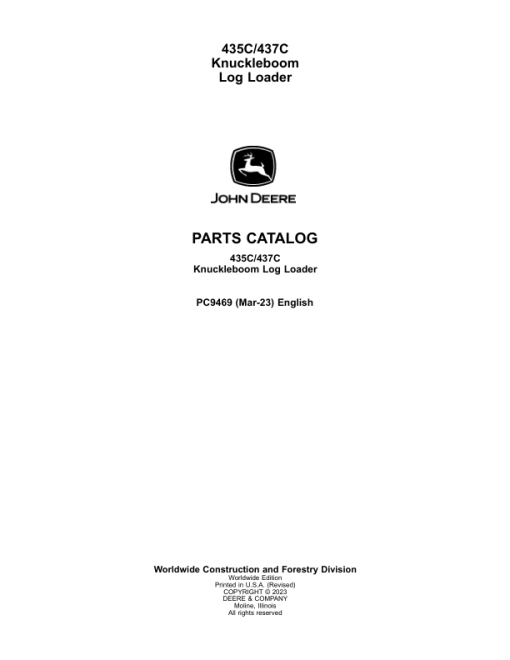 John Deere 435C, 437C Log Loaders Parts Catalog Manual - PC9469